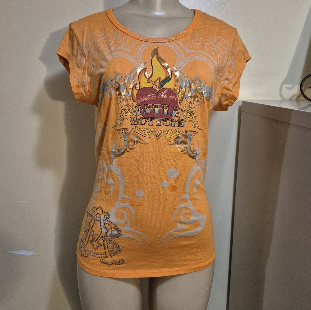 Apple Bottoms Y2K Rhinestones Tee Shirt M